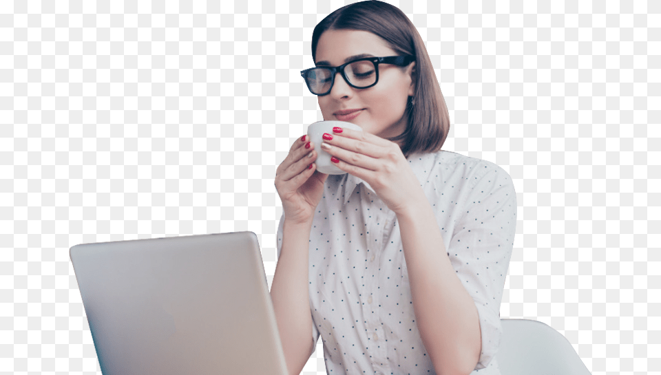 2019 02 Bss003 Woman On Computer, Cup, Face, Person, Head Free Png Download