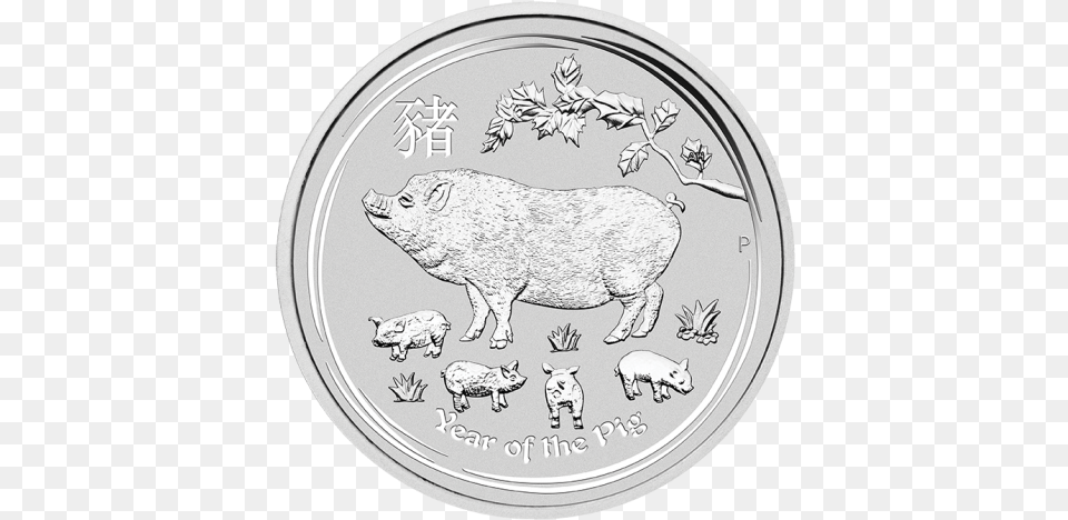 2019 1 Oz Australia Lunar Series Ii Year Of The Pig Lunar Perth Mint Silver 2019, Animal, Mammal, Coin, Money Png