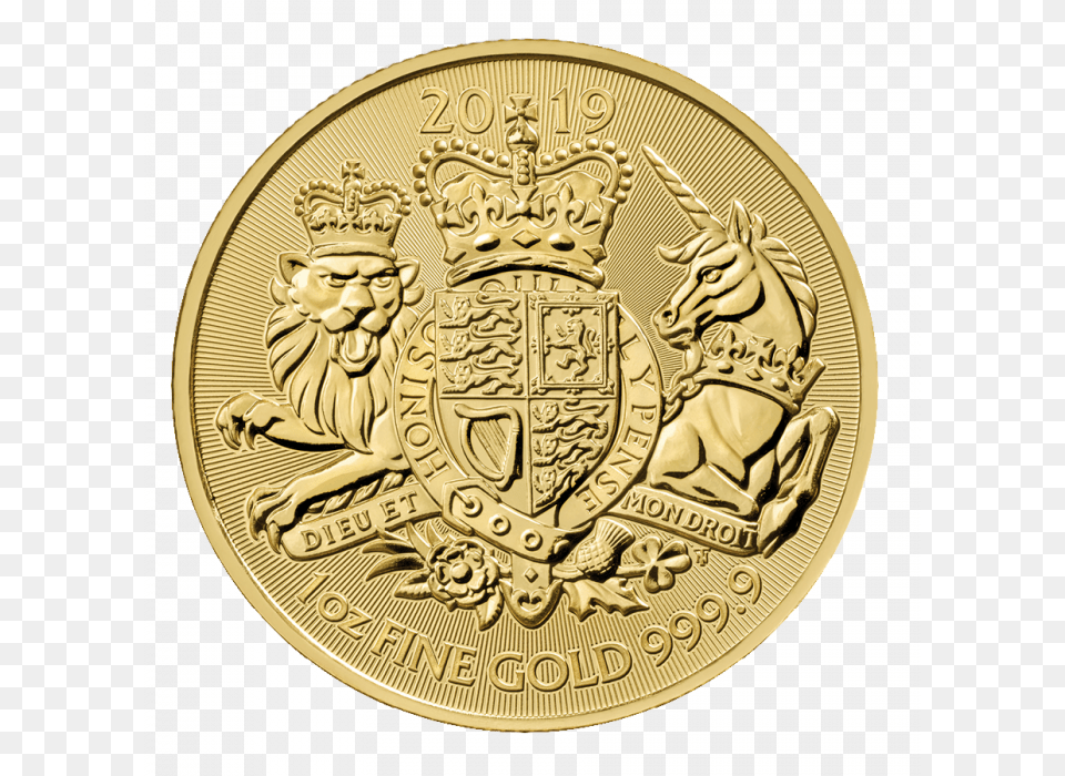 2019 1 Oz Great Britain The Royal Arms Gold Coin Uk Bullion Gold Coins, Person, Face, Head Png Image
