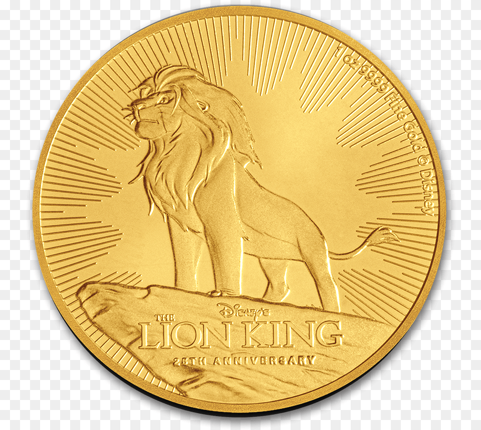 2019 1 Oz Niue Disney Lion King 25th Coin, Animal, Gold, Mammal, Wildlife Png