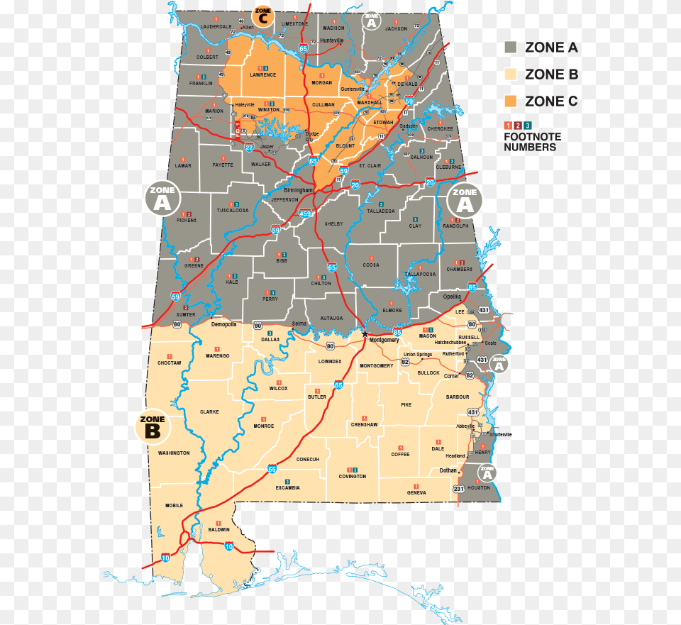 2019 2020 Alabama Deer Season Zone Map Deer Season Alabama 2019, Chart, Plot, Atlas, Diagram Png Image