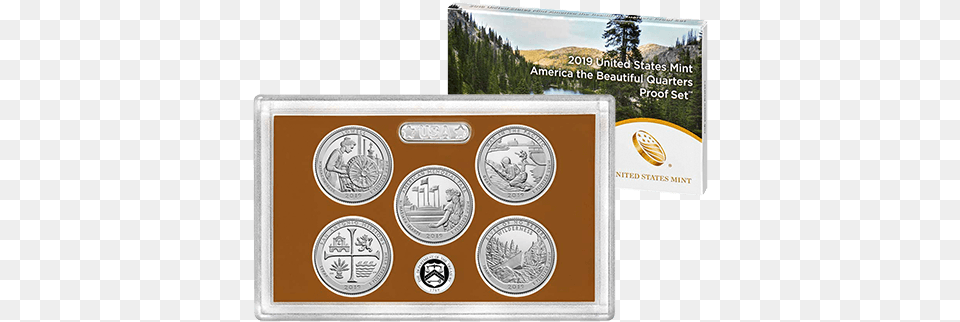 2019 America The Beautiful Quarters Proof Set 2017 Us Proof Set 10 Coin, Money, Silver, Disk Free Png Download