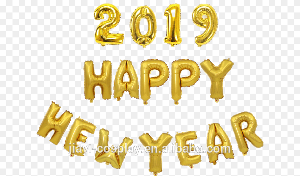 2019 Balloons Set Happy New Year Letter Aluminum Foil 2019 New Year Letter, Text, Gold, Number, Symbol Png Image