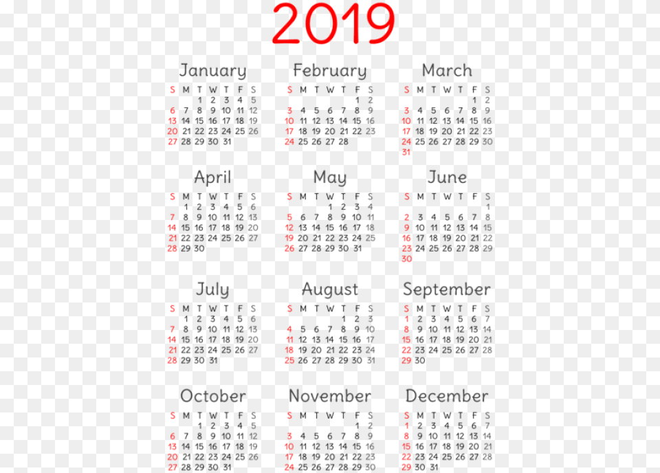 2019 Calendar Transparent Download Free Printable Downloadable 2020 Calendar, Scoreboard, Text Png