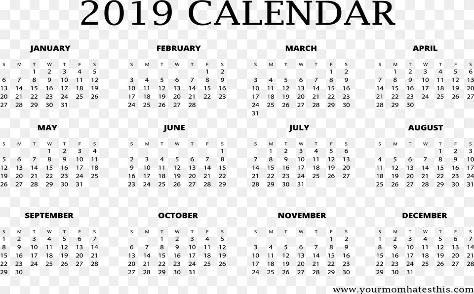 2019 Calendar Yourmomhatesthis 2019 A4 Calendar To Print, Text, Scoreboard Free Transparent Png