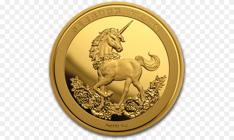 2019 China 1 Oz Gold Unicorn 25th Unicorn Coin, Animal, Horse, Mammal Free Png