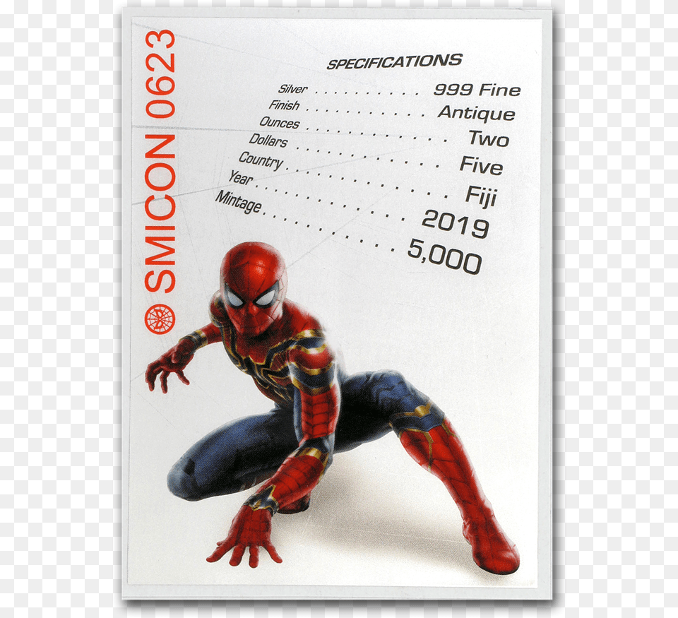 2019 Fiji 2 Oz Silver Marvel Icon Series Spiderman Silver, Adult, Person, Man, Male Free Transparent Png