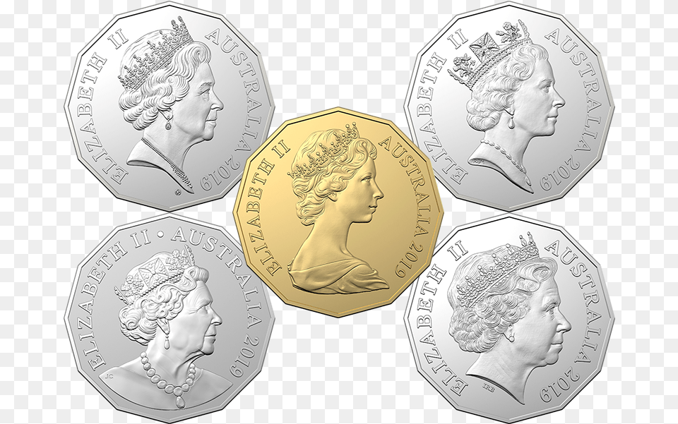 2019 Five Coin Uncirculated 50c Set Product Photo Internal Coin, Adult, Person, Woman, Female Png Image