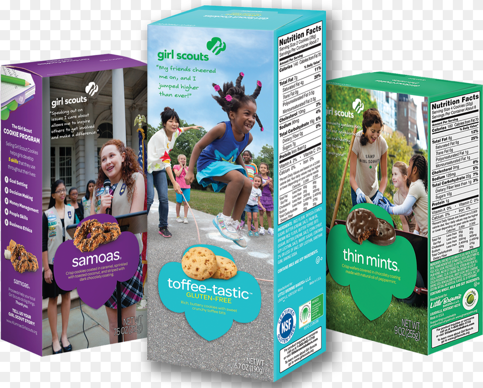 2019 Girl Scout Cookie Lineup Girl Scout Cookies Samoas 2015, Advertisement, Poster, Adult, Person Png