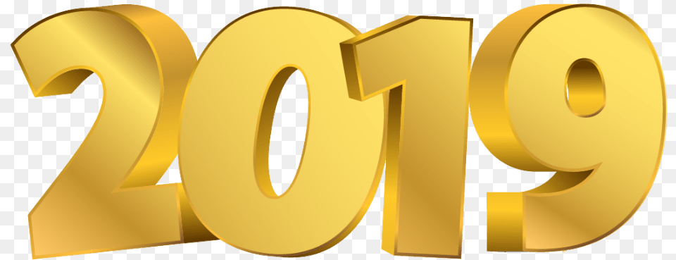 2019 Golden Digits Happy New Year Gold Transparent New Year 2019, Number, Symbol, Text, Disk Png Image