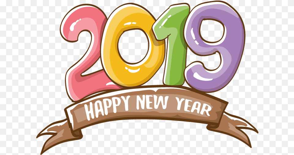 2019 Happy New Year 16 Vector Illustration, Text, Symbol, Number Png Image