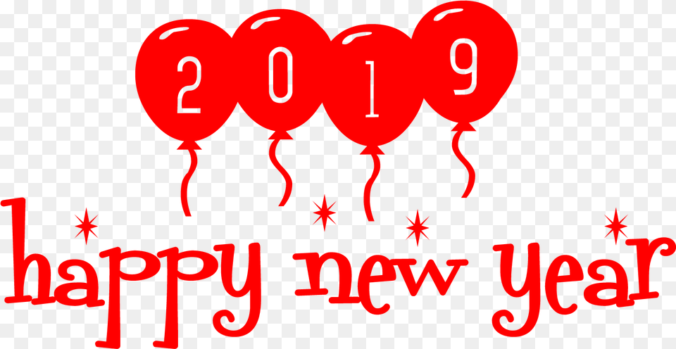 2019 Happy New Year Background Illustration, Text, Balloon Free Png