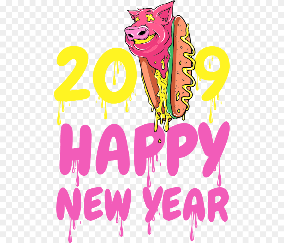 2019 Happy New Year New Year T Shirt Design 2019, Text, Animal, Cat, Mammal Png