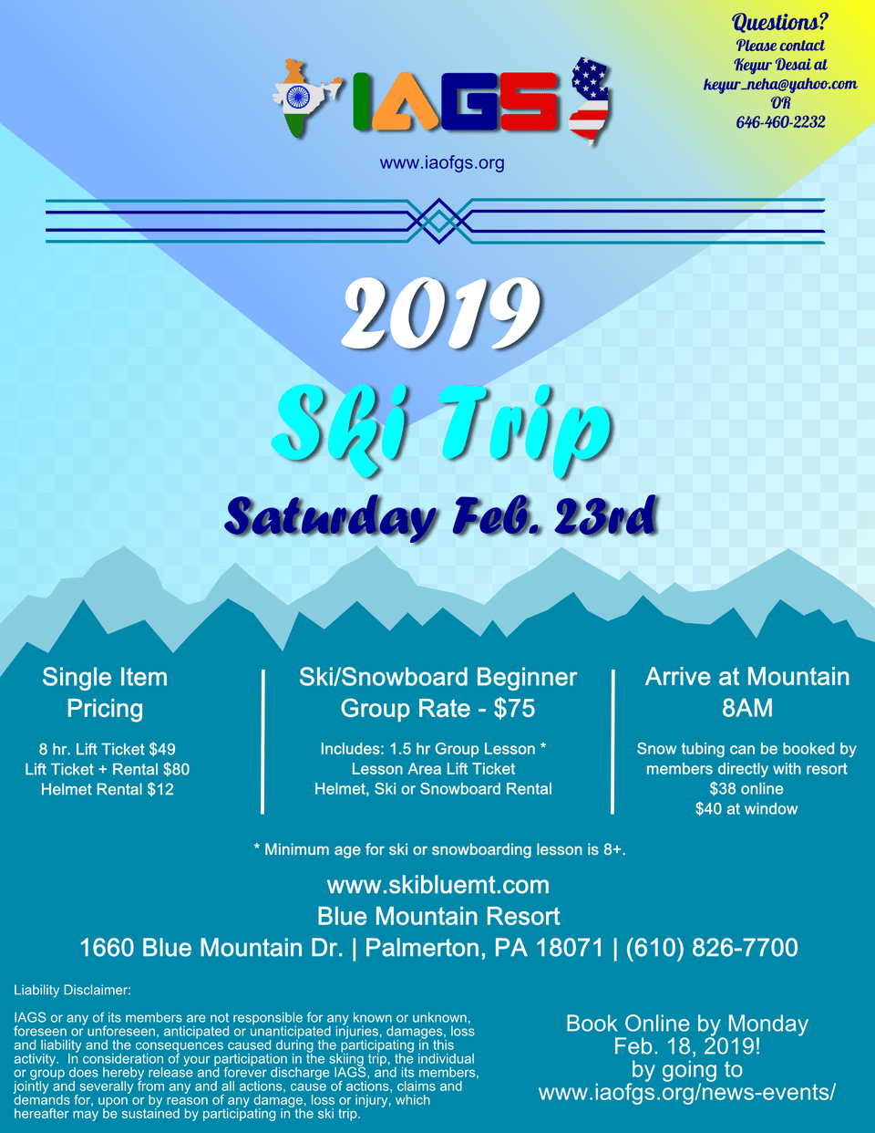 2019 Iags Ski Trip To Blue Mountain Resort Online Advertising, Advertisement, Poster Png