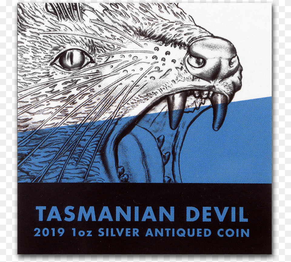 2019 Niue 1 Oz Silver Wildlife Up Close Tasmanian Devil, Book, Publication, Animal, Canine Png