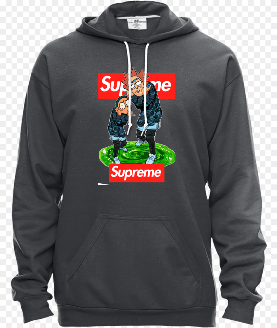 2019 Official Supreme Rick And Morty Hoodie Rick And Morty Sweatshirt, Sweater, Knitwear, Clothing, Hood Free Transparent Png