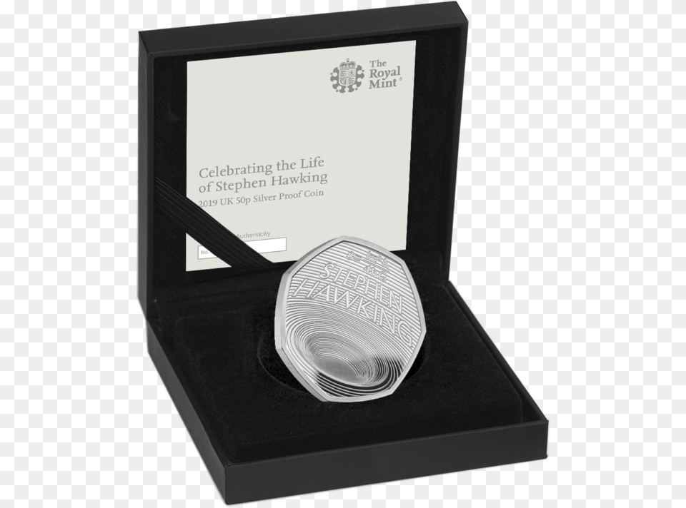 2019 Silver Proof Stephen Hawking 50p Royal Mint Box Stephen Hawking Coin Royal Mint, Accessories, Formal Wear, Tie Png Image