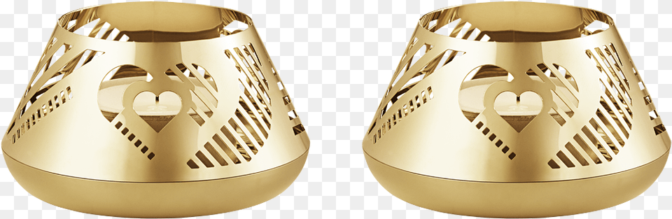 2019 Tea Light Heart 2 Pieces Georg Jensen Fyrfadsstager Guld, Gold, Lamp Free Png Download