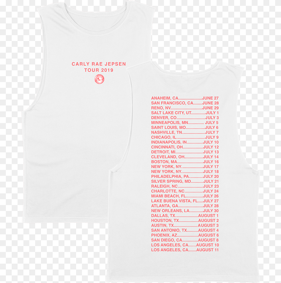 2019 Tour Tank Top, Clothing, T-shirt, Tank Top, Undershirt Free Png