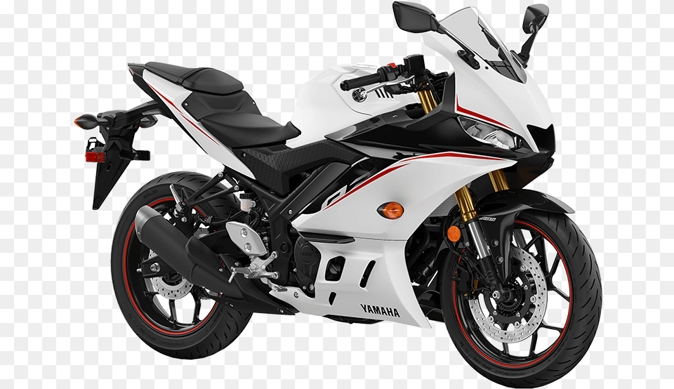 2019 Yzf R3 Abs White Right Front Three Quarter, Motorcycle, Transportation, Vehicle, Machine Free Png