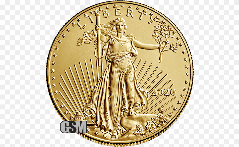 2020 1 Oz American Gold Eagle 2020 American Eagle Gold Coin, Person, Money, Face, Head Png