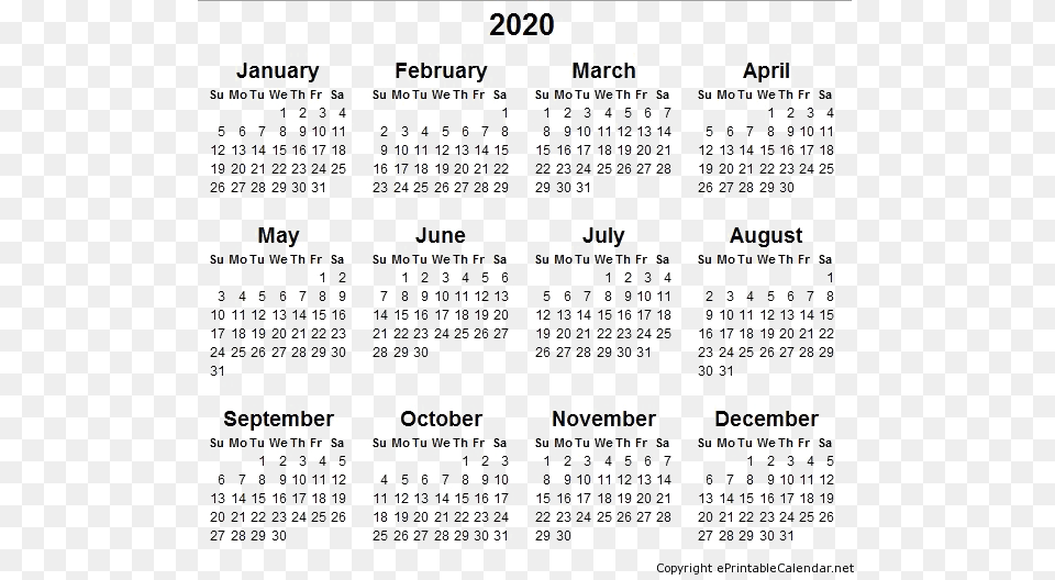 2020 Calendar Images 2018 Year Calendar Printable, Text Free Transparent Png