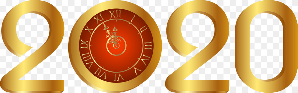 2020 Clock Gold Clip Art 2020 New Year, Number, Symbol, Text, Disk Free Transparent Png