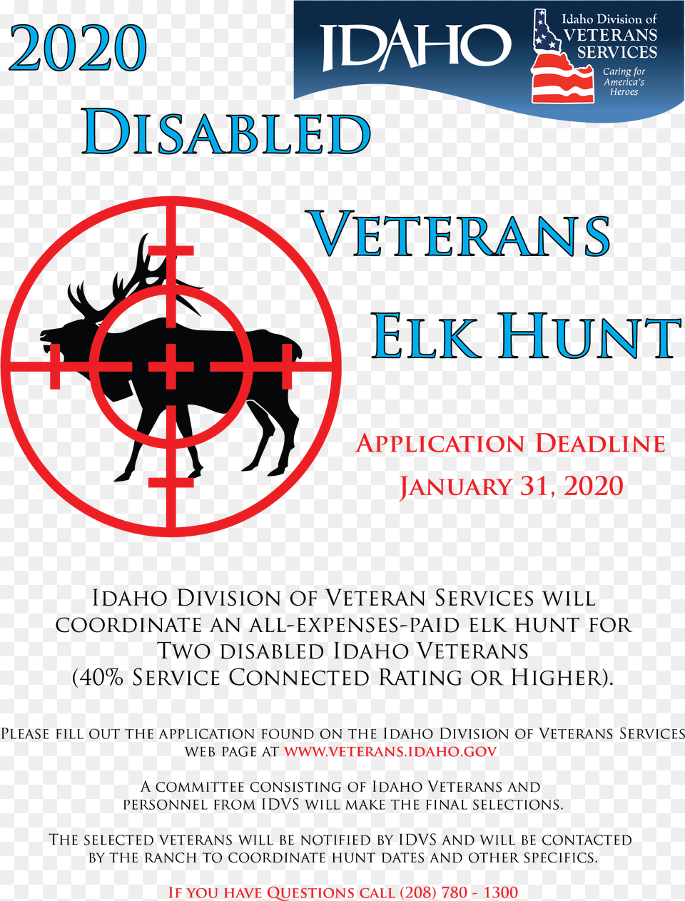 2020 Disabled Veterans Elk Hunt Flyer Idaho, Advertisement, Book, Poster, Publication Png