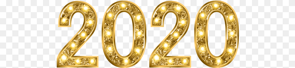 2020 Gold Logo Lights Sticker Number, Symbol, Text, Chandelier, Lamp Png