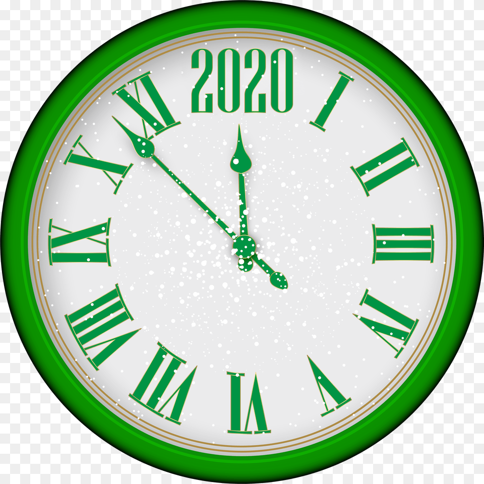 2020 New Year Green Clock Clip Art New Year Clock 2020, Analog Clock, Wall Clock Free Png