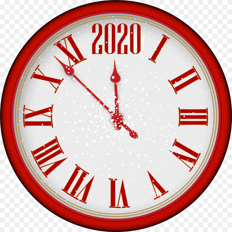 2020 New Year Red Clock Clip Art New Year 2020 Clock, Analog Clock, Wall Clock, Plate Png Image