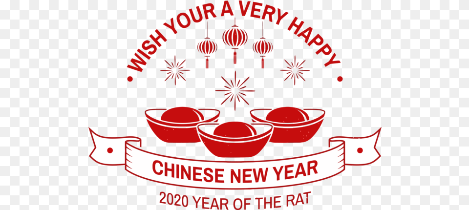 2020 Red Text Font For Happy Year Party Happy Chinese New Year 2020, Advertisement, Poster, Bowl, Dynamite Png Image