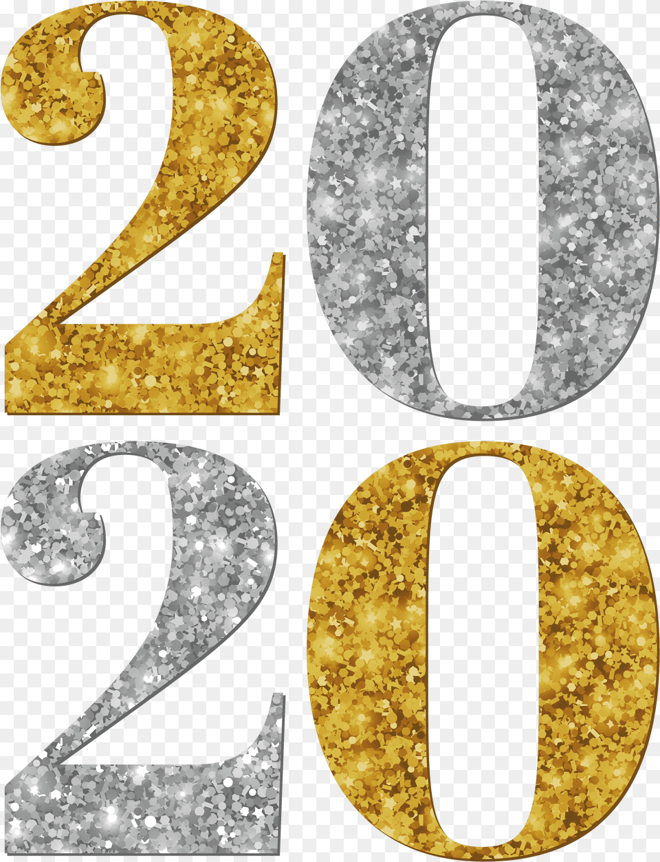 2020 Silver Gold Clipart Gold 2020 Clipart, Number, Symbol, Text Free Png