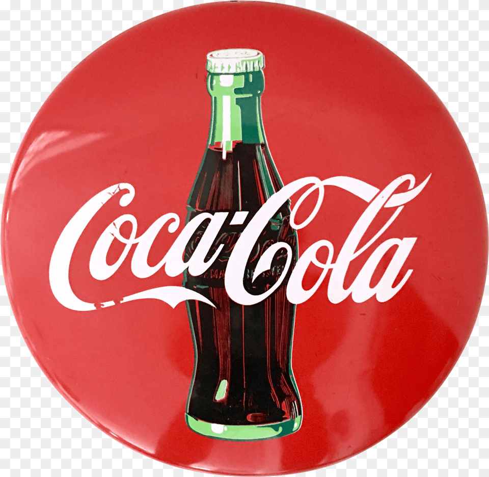 20th Century Coca Cola Enamel Iron Button And Bottle Advertising Sign Coca Cola Logo Png