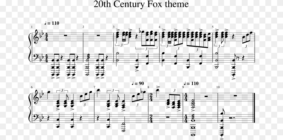 20th Century Fox Piano Notes, Gray Png Image