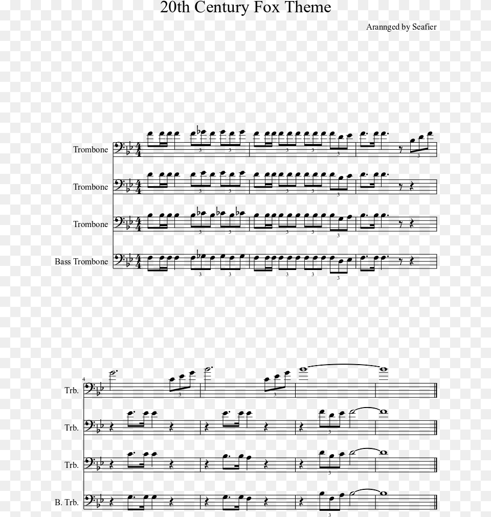 20th Century Fox Theme Sheet Music Composed By Arannged 21th Century Intro Noten, Gray Png Image