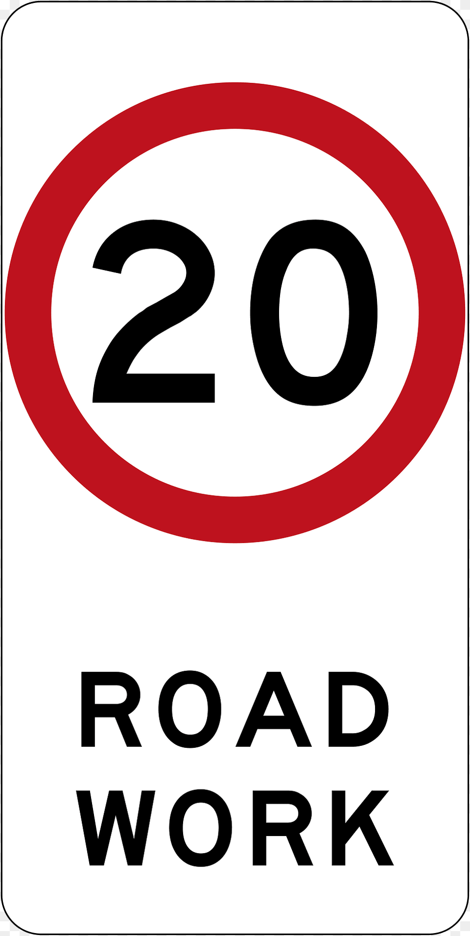 212 20 Kmh Roadwork Speed Limit Used In New South Wales Clipart, Sign, Symbol, Road Sign, Text Free Png