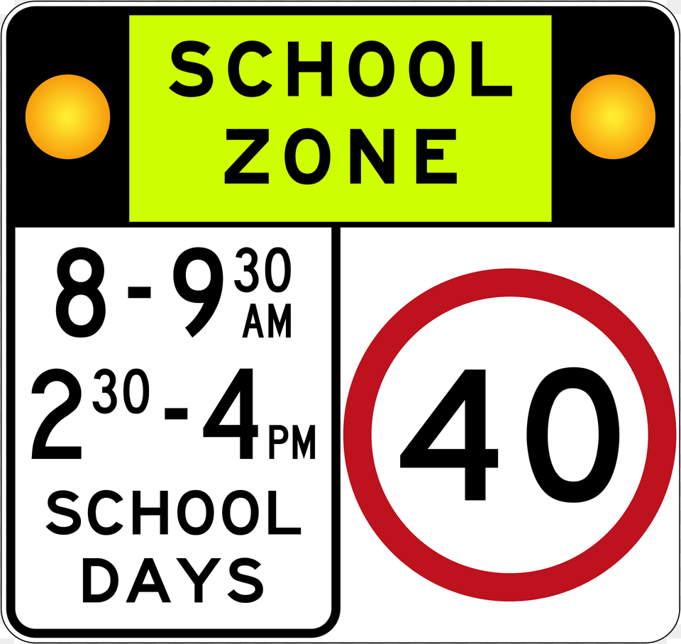 230 1 School Zone Used In New South Wales Clipart, Symbol, Text, Number Free Png