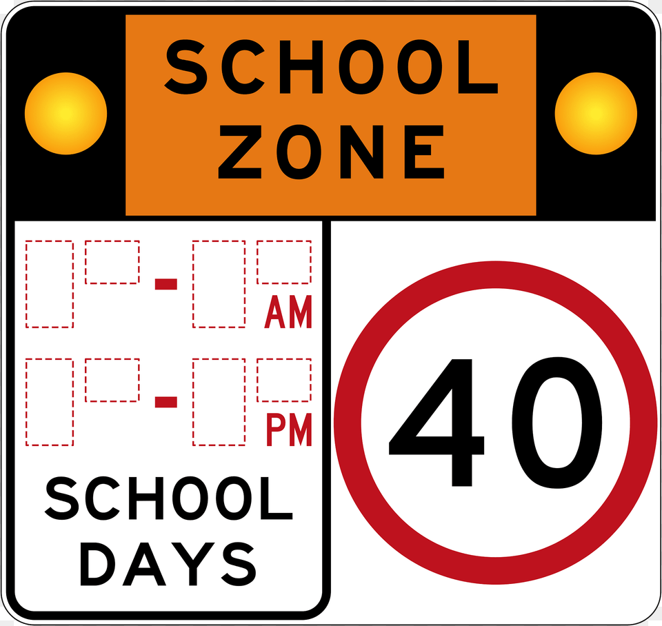 235 1 School Zone Non Standard School Operating Hours Used In New South Wales Clipart, Scoreboard, Symbol, Sign, Text Free Png