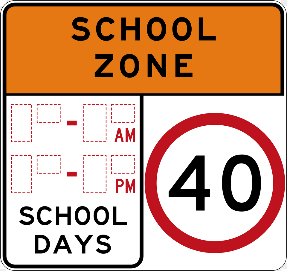 235 School Zone Non Standard School Operating Hours Used In New South Wales Clipart, Symbol, Sign, Text, Number Free Transparent Png