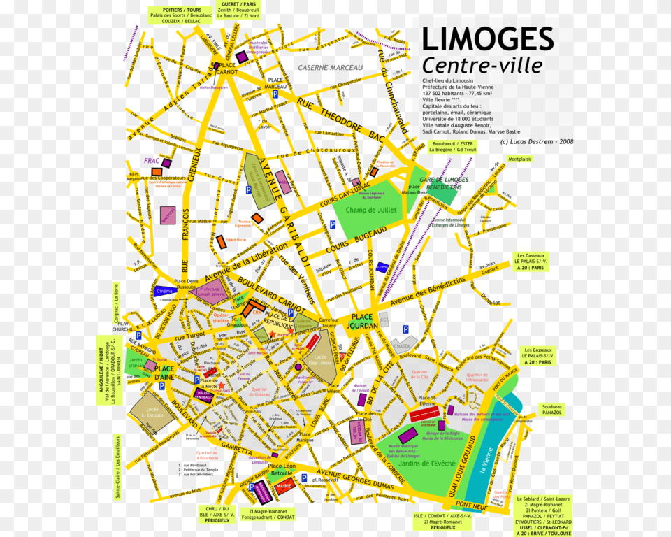 240 Pixels Plan Centre Ville Limoges, Chart, Diagram, Plot, Map Free Png