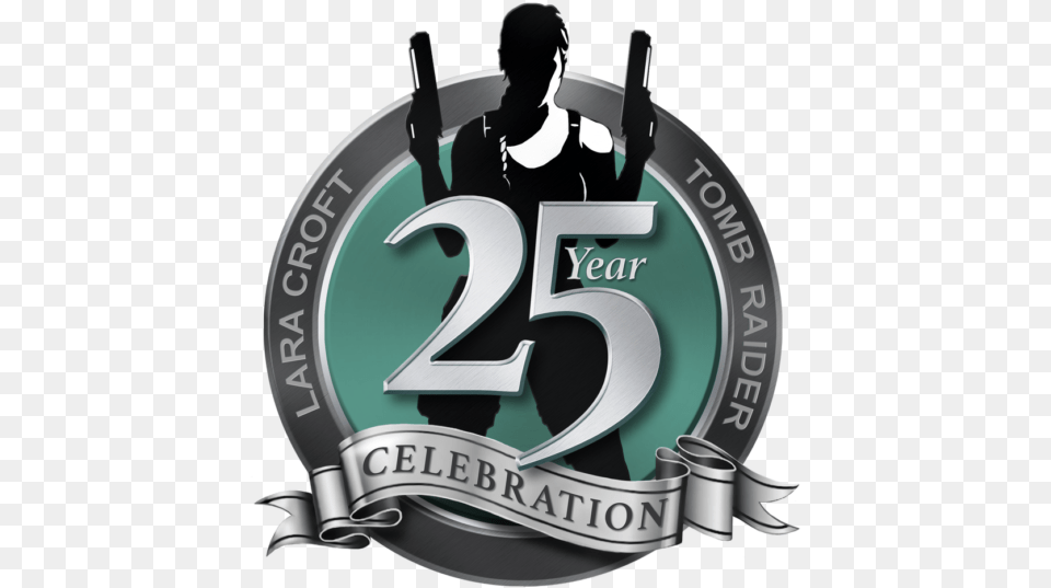 25th Anniversary Celebrations For Tomb Raider Franchise Tomb Raider 25 Aniversario, Logo, Emblem, Symbol, Person Png Image