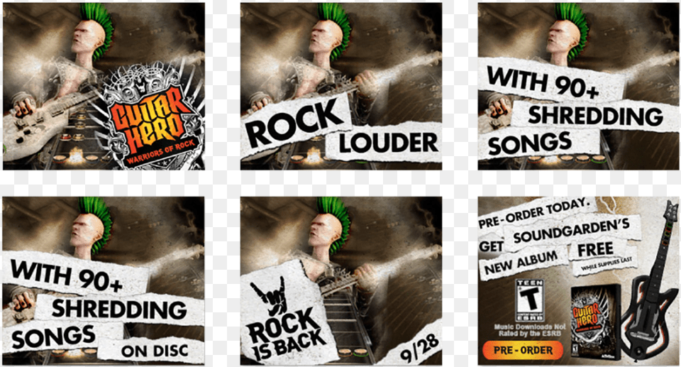 Guitar Hero, Advertisement, Art, Poster, Collage Png Image