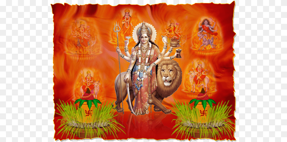 Durga Mata, Lion, Animal, Wildlife, Mammal Png Image