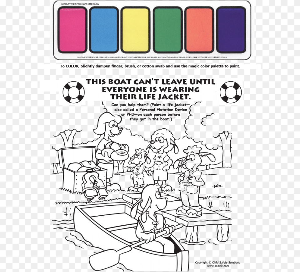 2855 Boating Safety Water Paint Sheet Boating, Book, Comics, Publication, Baby Free Transparent Png