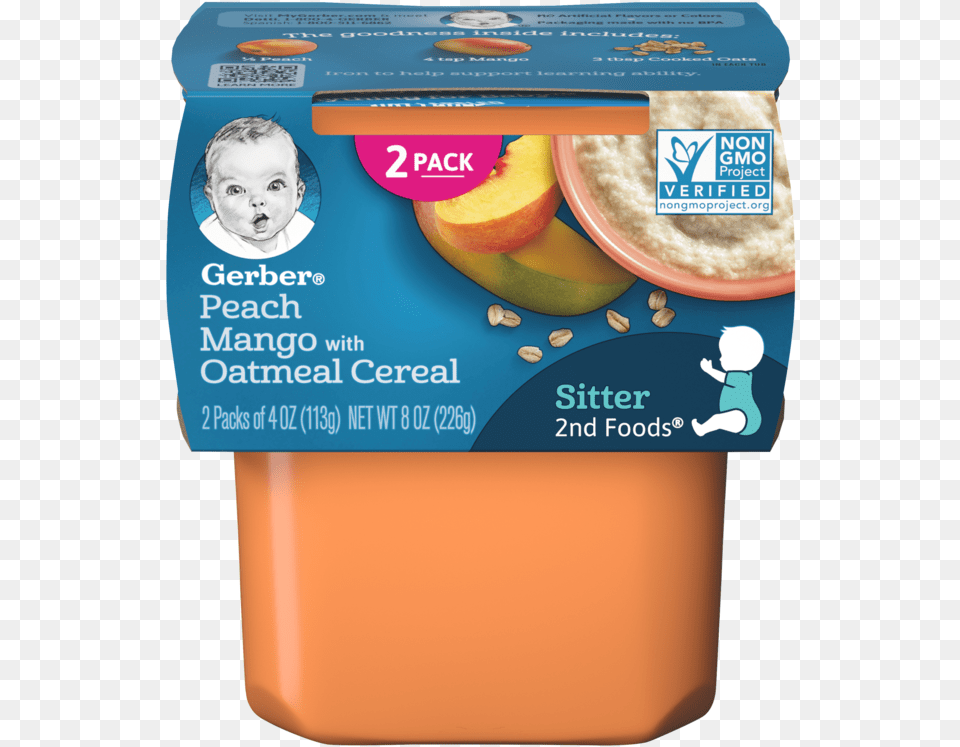 2nd Foods Peach Mango With Oatmeal Cereal Gerber Baby Food Pumpkin, Person, Produce, Plant, Fruit Free Transparent Png