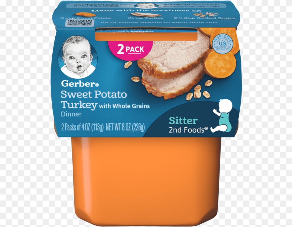 2nd Foods Sweet Potato Turkey Gerber Baby Food, Lunch, Meal, Person, Face Free Png Download