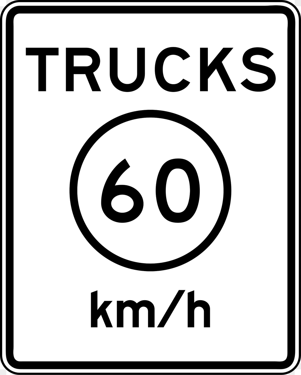 2p Truck Speed Limit Plaque Metric Clipart, Sign, Symbol, Road Sign, Text Free Transparent Png