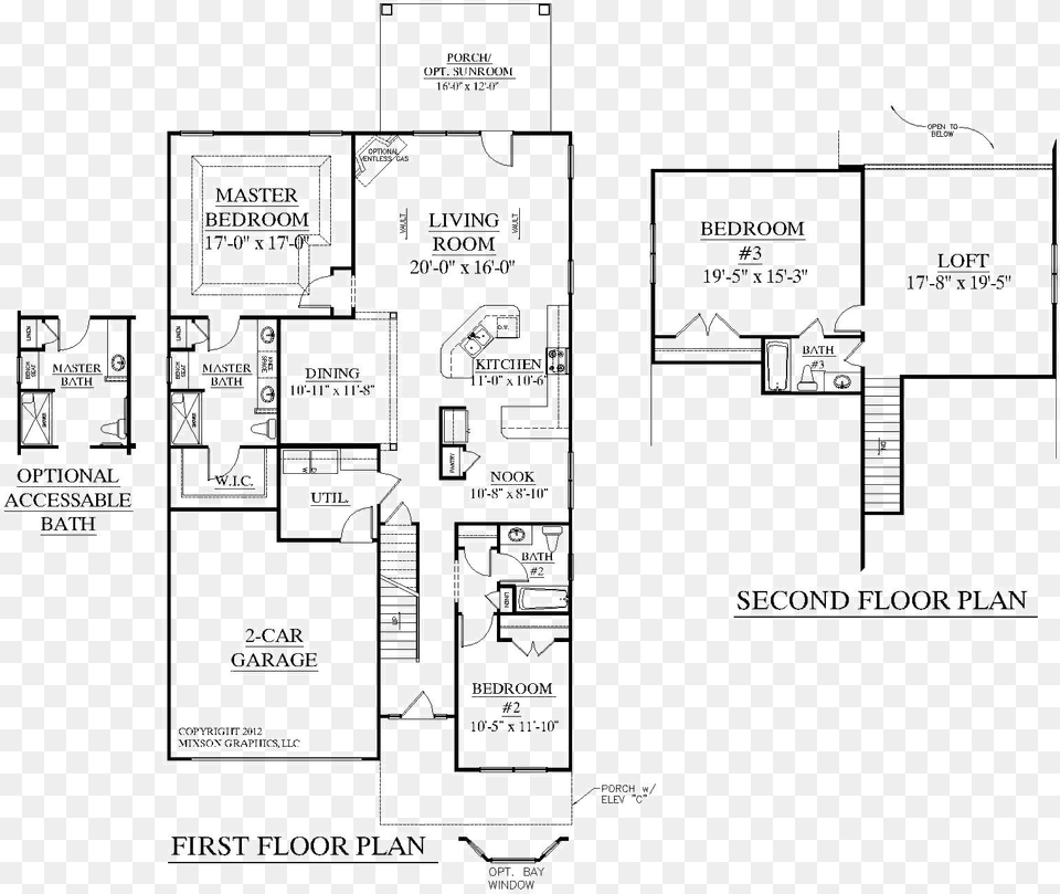 3 Bedroom House Plan With Houseplans Biz 2545 A Two Bedroom Upstairs Floor Plan, Diagram, Chart, Plot, Cad Diagram Free Png Download