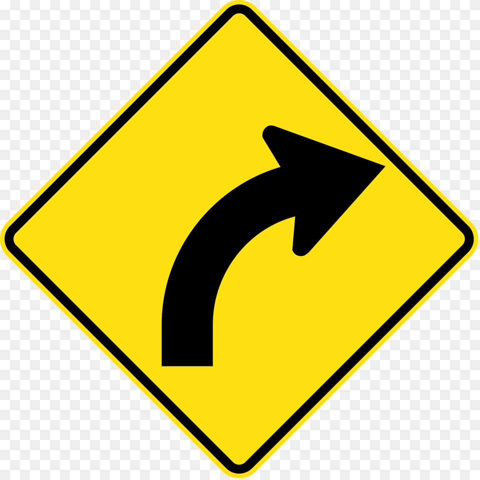 3 Curve Between 15 And 90 Degrees To Right Clipart, Road Sign, Sign, Symbol Free Png Download